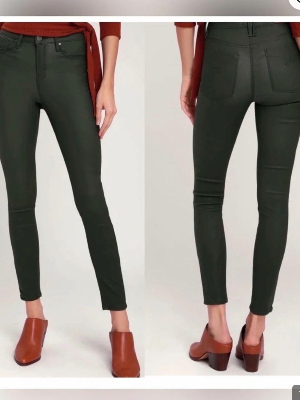 NWT Joe's Jeans Olive Wax-Coated Skinny Pants